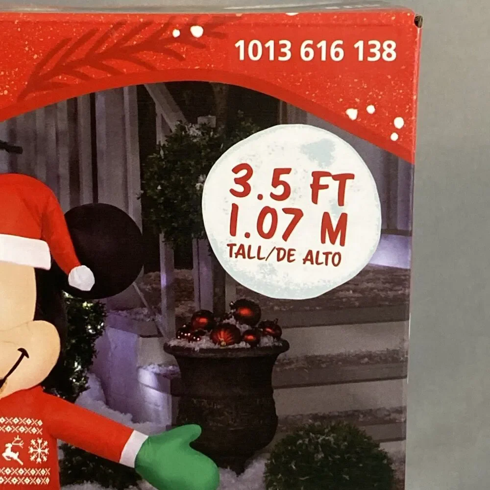 NEW Disney Christmas Mickey Mouse Santa Claus 3.5’ Airblown Inflatable Light Box